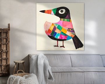 Colourful bird made from fabric patterns by Poster Art Shop