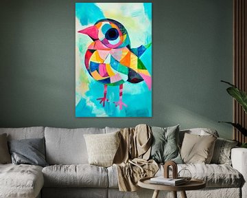 Kleurrijke vogel in abstracte stijl van Poster Art Shop