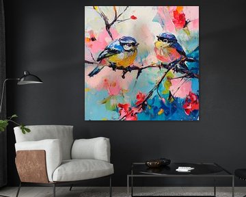 Kleurrijke vogels in de lente van Poster Art Shop