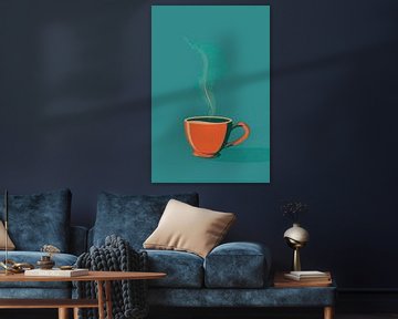 Steamkoffie in een stijlvol kopje van Poster Art Shop