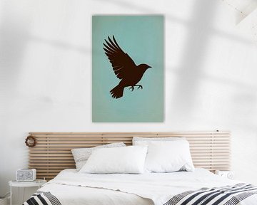 Flying bird in silhouette style by Poster Art Shop