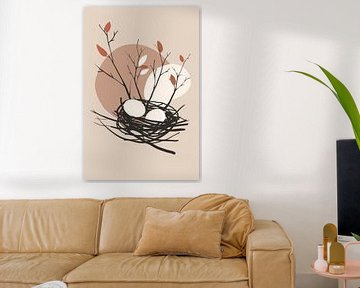 Nest met eieren en takjes van Poster Art Shop