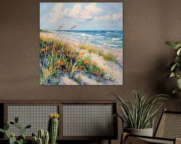 Strandbloemen in de zachte wind van Poster Art Shop