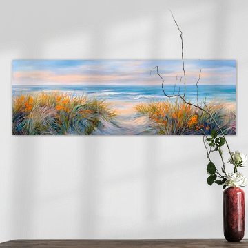 Vue sur la plage dans une douce lumière sur Poster Art Shop