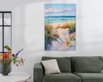 Beach view with flowering grass by Poster Art Shop