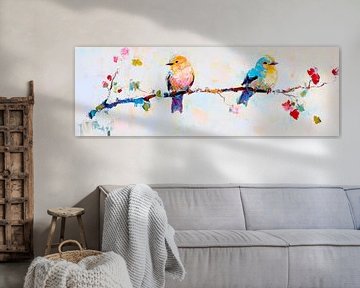 Vogelliefde in de lente van Poster Art Shop