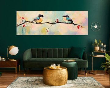 Vogels op een bloeiende tak van Poster Art Shop