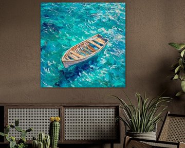 Bateau abandonné dans une eau turquoise sur Poster Art Shop
