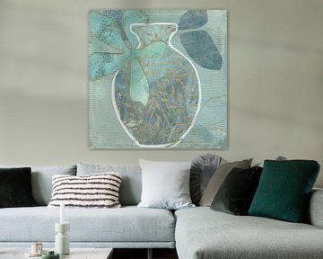 Abstracte Vaas in Turquoise tinten van Behindthegray
