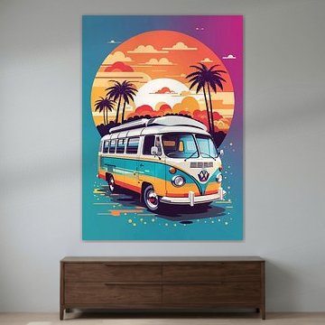 VW Van Sunset Serenade, Van Life Dreams, Retro Reizen