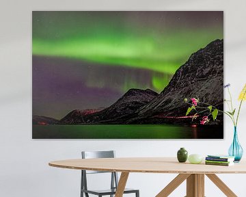 Betoverende Wanddecoratie: Tromvik's Bergen, Baai en Noorderlicht in Één Prachtige Foto van Eriks Photoshop