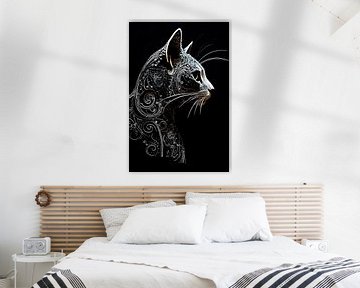 Schilderij Moderne Kat van Kunst Kriebels