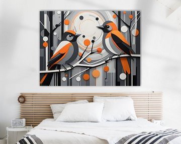 Abstracte vogels met geometrische vormen van Bart Veeken