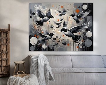 Visuele dans van vogels en abstracte vormen van Bart Veeken