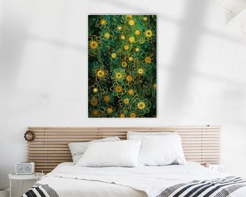 Goud Groene Bloemen van Whale & Sons