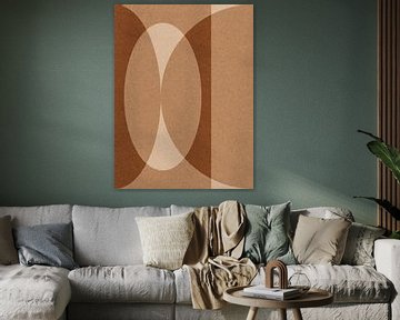 Moderne abstracte geometrische collage in bruin en beige nr. 1 van Dina Dankers