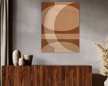 Moderne abstracte geometrische collage in bruin en beige nr. 3 van Dina Dankers