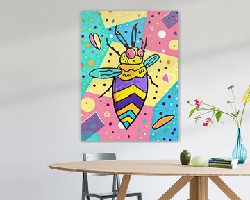 Schilderij Abstracte Bij | Bij in Verkleedkist van ARTEO Schilderijen