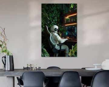 Astronaut in de digitale jungle van Poster Art Shop
