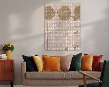 Abstracte vormen in bruin, wit en beige. van Dina Dankers