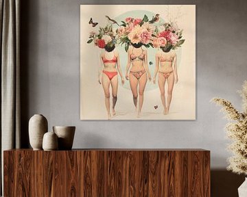 Bloemenmagie in bikini's van Poster Art Shop