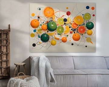 Citrusexplosie in levendige kleuren en lijnen