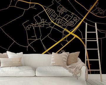 Ravenstein Stadsplattegrond Modern Zwart Goud