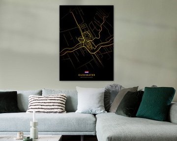 Oudewater Stadsplattegrond Modern Zwart Goud van Kenda Maruyama