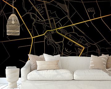 Staverden Stadsplattegrond Modern Zwart Goud