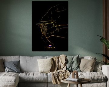 Stavoren Stadsplattegrond Modern Zwart Goud van Kenda Maruyama