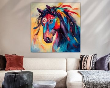 Kleurrijk majestueus paard van Poster Art Shop