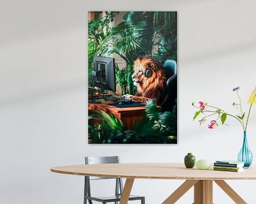 De gamerleeuw in de jungle van Poster Art Shop