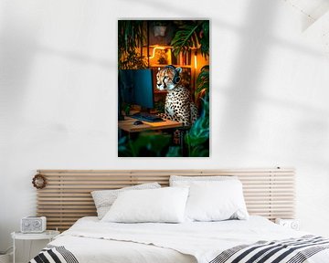 The clever leopard on the computer by Poster Art Shop
