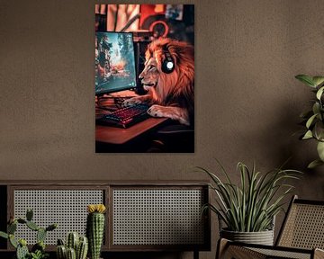 De gokleeuw op de PC van Poster Art Shop