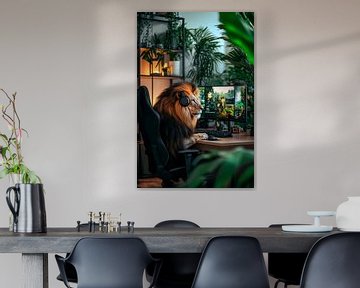 De spelende leeuw gamer van Poster Art Shop