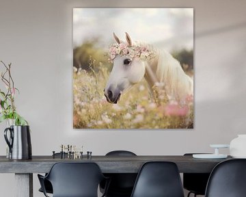 Elegant horse in a field of flowers by Poster Art Shop