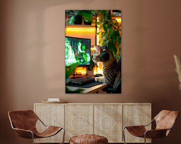 Kat gokker met stijl van Poster Art Shop
