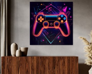 Neon game controller and geometry by Poster Art Shop