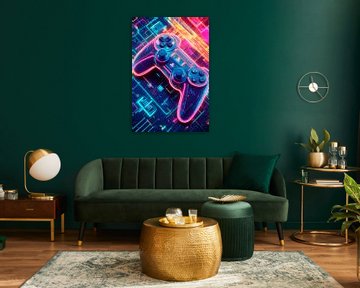 Neon gamecontroller in beeld van Poster Art Shop