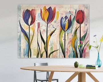 Tulpen in een modern artistiek jasje