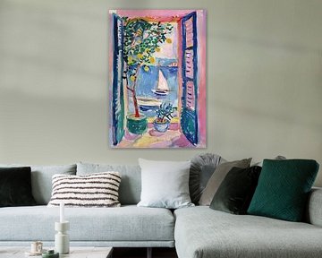 Henri Matisse Stijl Poster, Middellandse Zee, Open Venster, Pastel van Niklas Maximilian