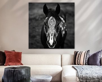 Decorated horse in black and white by Poster Art Shop