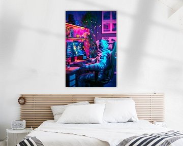 Space gaming in kleurrijke verlichting van Poster Art Shop