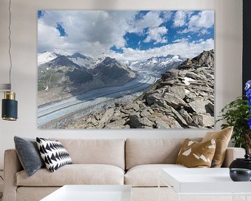 De Grote Aletschgletscher gezien vanaf Bettmerhorn Zwitserland van Rob Kints