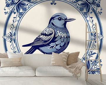 Delfter Blauer Vogel von FoXo Art
