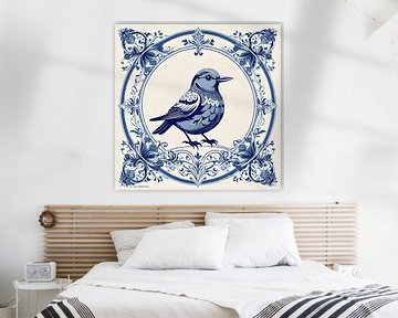 Delftsblauw Vogel van FoXo Art