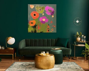 Speels Bloemenveld in Levendige Kleurenpracht van Color Square