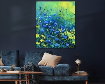 Gele en blauwe wilde bloemen van pol ledent