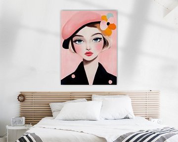 Portret in pastelkleuren, hippe illustratie van Carla Van Iersel