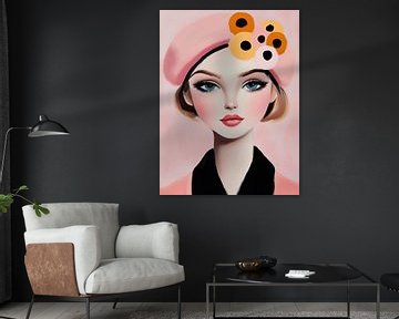 Portret in pastelkleuren, hippe illustratie van Carla Van Iersel